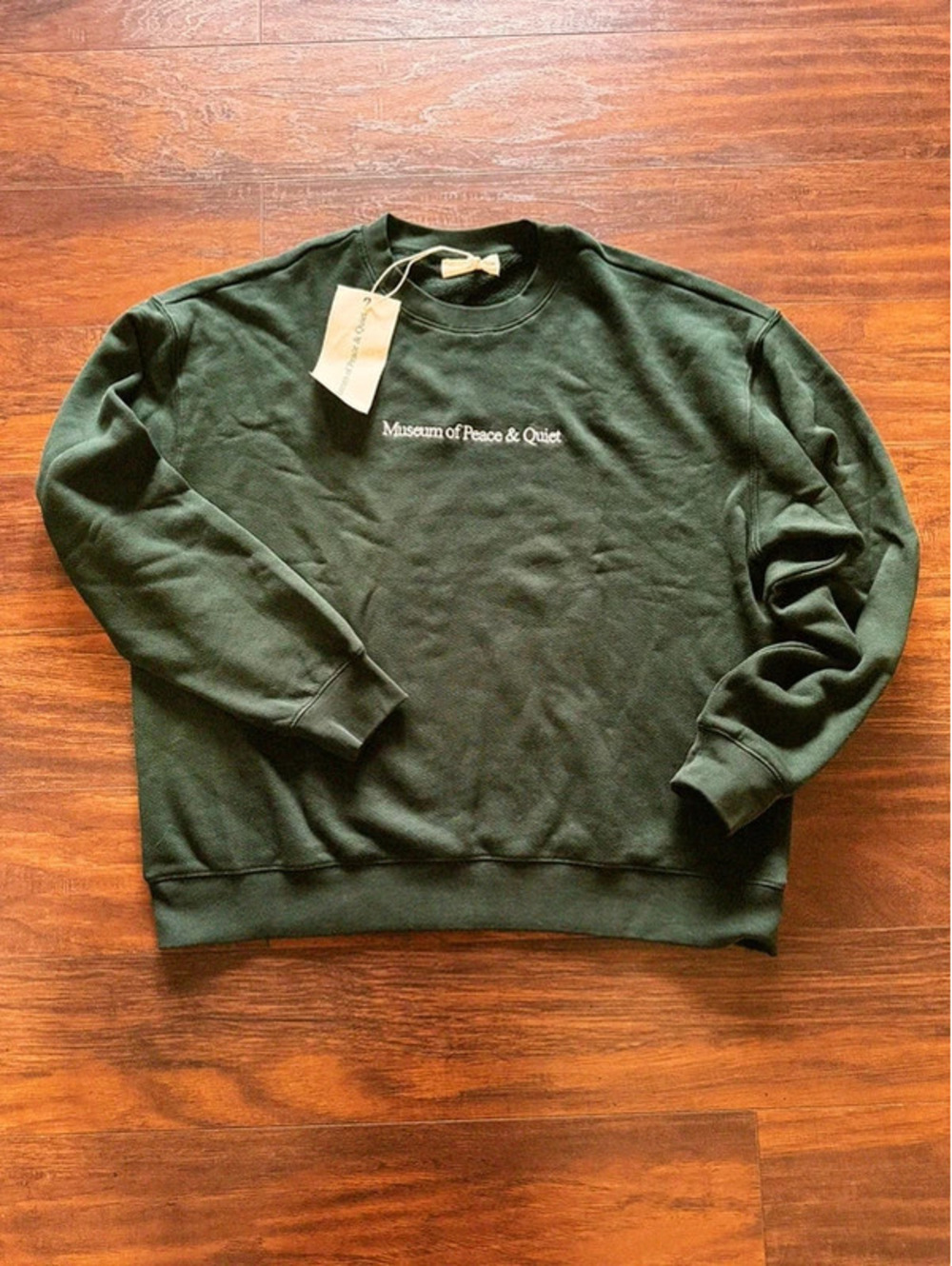 Museum of Peace & Quiet MOPQ Embroidered Crewneck Sweatshirt in Pine